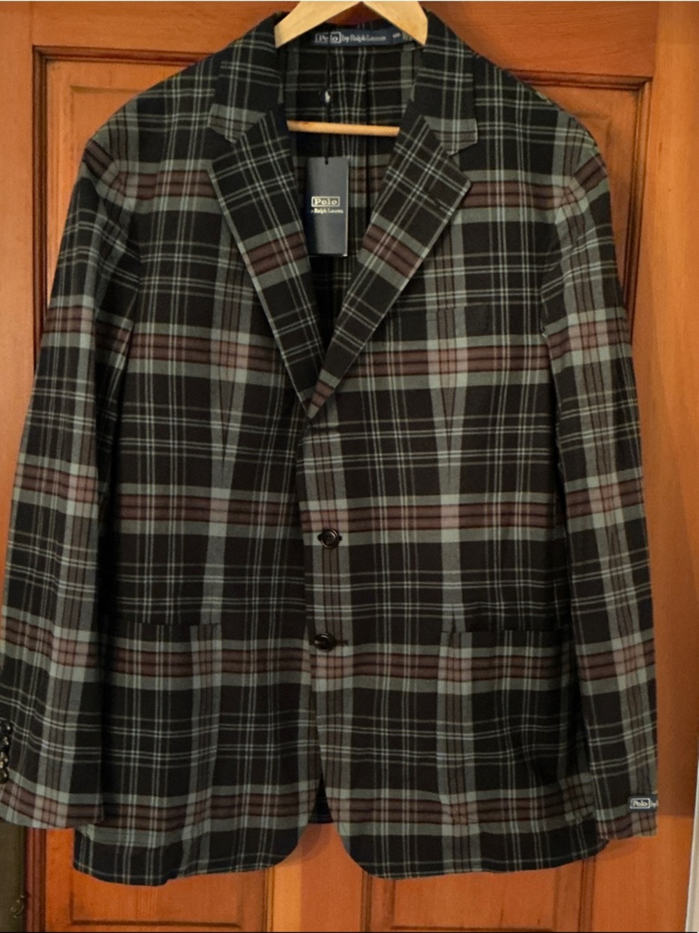 Polo by Ralph Lauren Navy /Burgundy Plaid Sport Coat